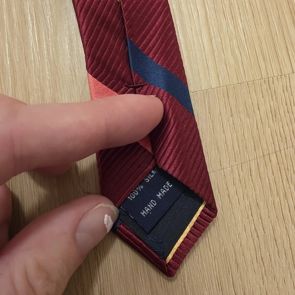 Paul‎ Fredrick Red Colorful Stripe 100% Silk Preppy Stylish Business Wedding Tie